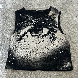 Black and White Graphic Eye Top